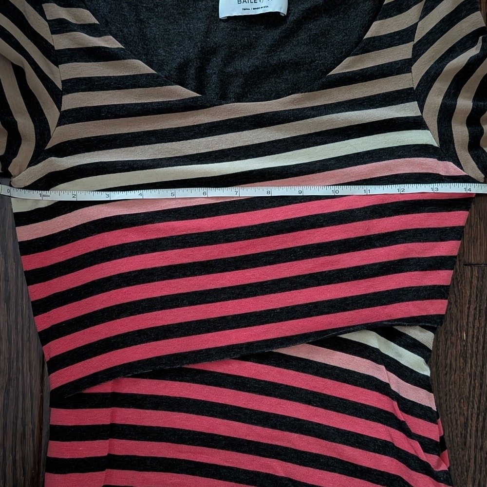 Bailey 44 Womens Sz Small Striped Layered Bodycon Dress Coral Gray Tan ANT-1286 - Picture 7 of 8